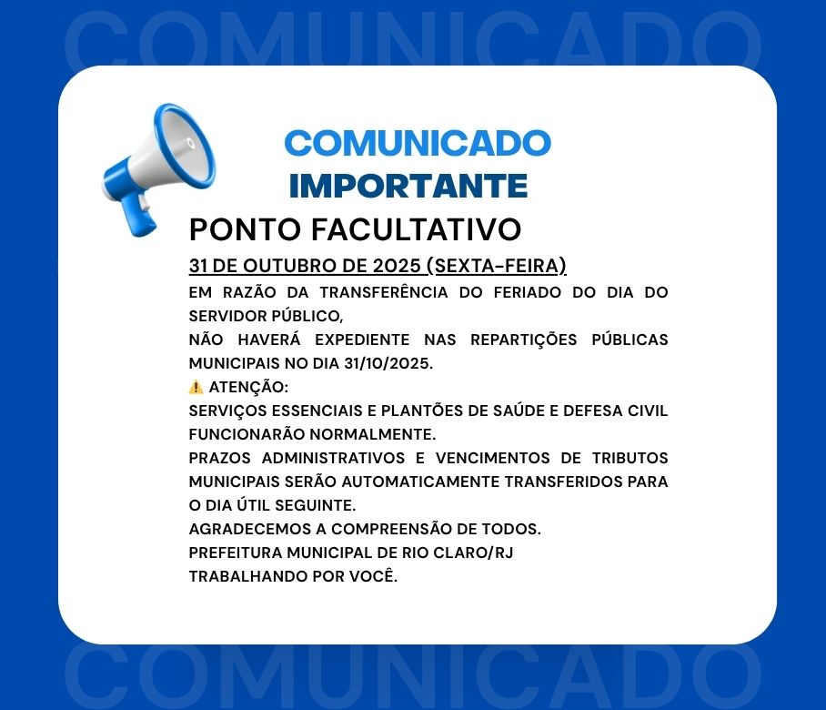 Decreto Municipal Nº 4.769 Estabelece Ponto Facultativo em 31 de Outubro de 2025